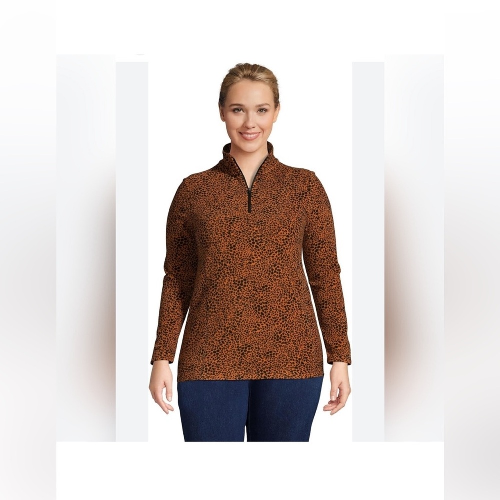 Lands' End Brown Fitted Long Sleeve Fleece